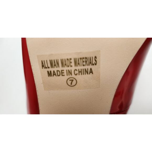 Chase & Chloe LALA-4 Faux Patent Leather Red Pump Heel Shoes Size 7M - Picture 13 of 13